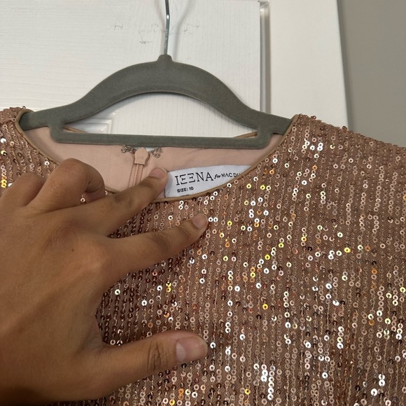 Mac Duggal Sequined High Neck Puff Long Sleeve Column Gown size 10 - Picture 7 of 12